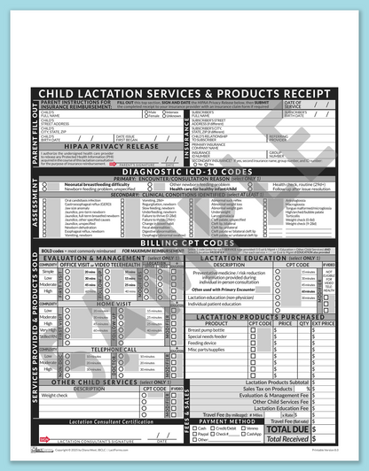 LactForms Child Superbill V8.0 OfficePrintable HeaderNone Grey-Redacted sample