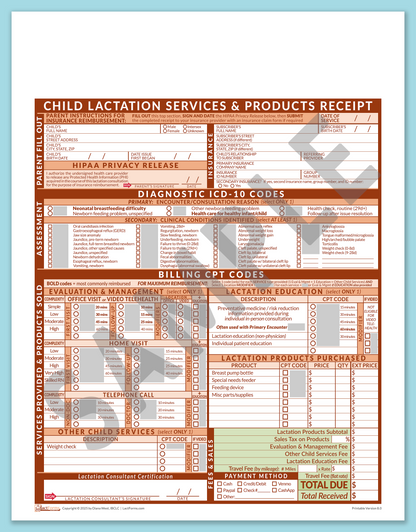 LactForms Child Superbill V8.0 OfficePrintable HeaderNone Orange-Redacted sample