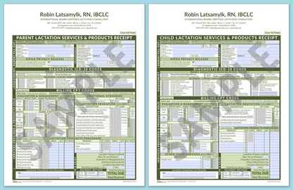 LactForms Superbills Package V8.0 MobileFillable HeaderCenter Green-Redacted sample-After editing header