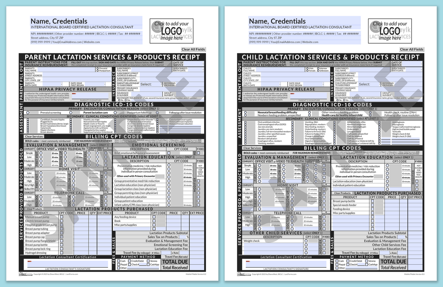 LactForms Superbills Package V8.0 MobileFillable HeaderLogo Grey-Redacted sample-Before editing header