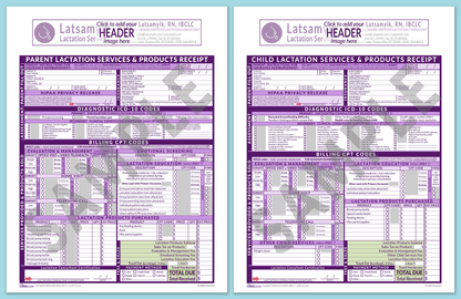 LactForms Superbills Package V8.0 OfficePrintable HeaderBox Purple-Redacted sample-After editing header