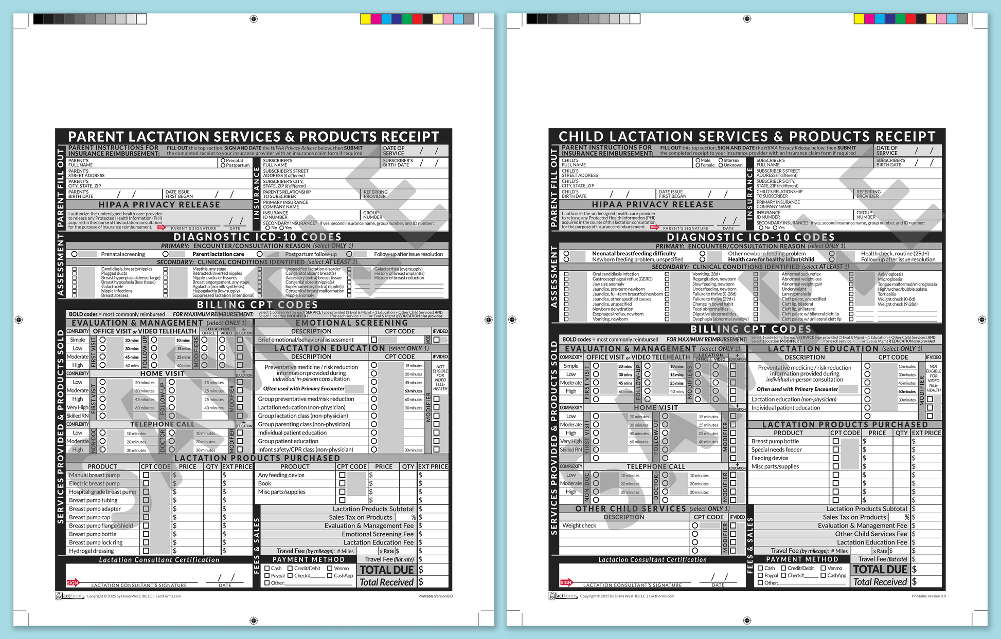 LactForms Superbills Package V8.0 ProPrintable HeaderNone Grey-Redacted sample