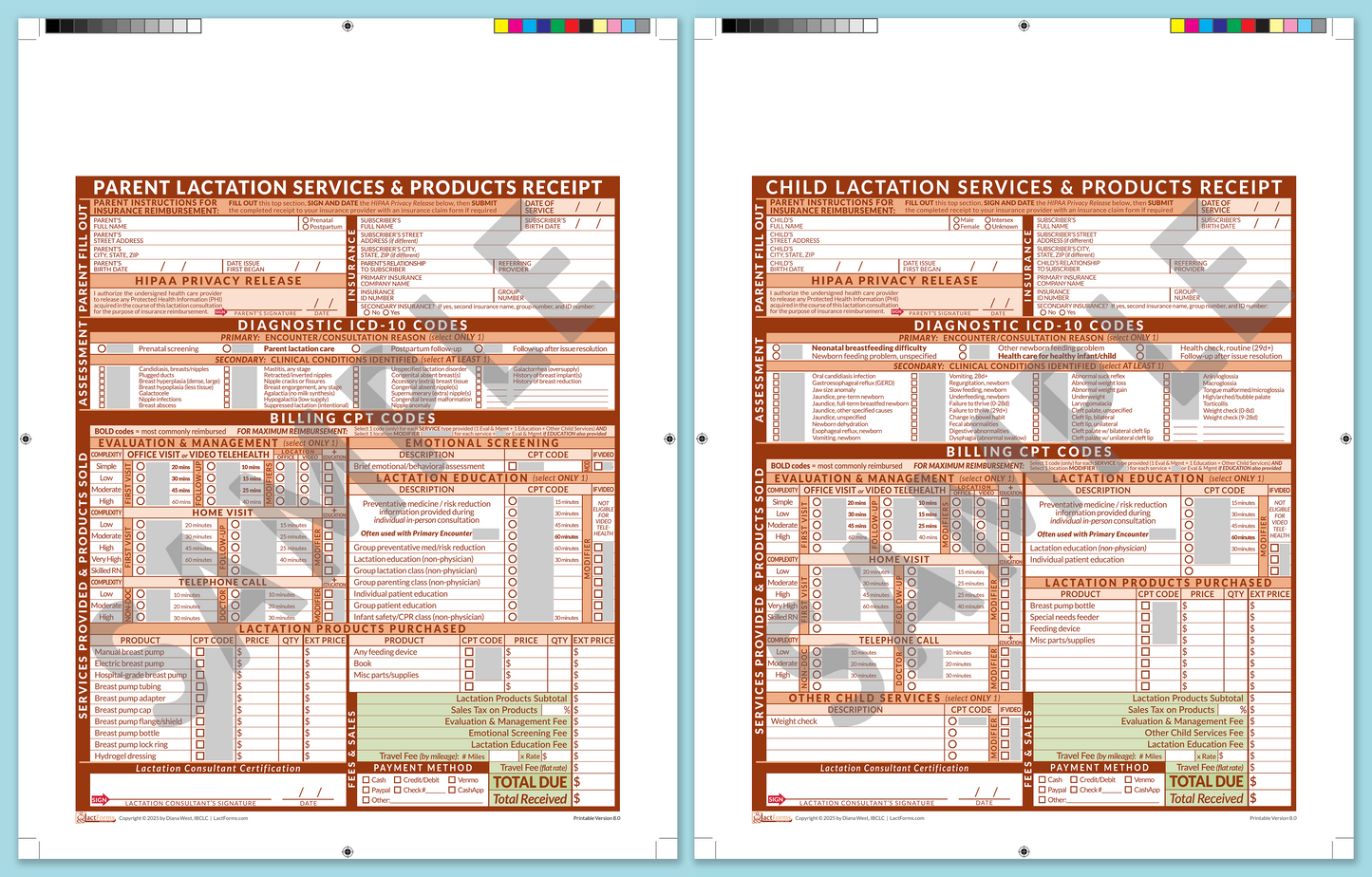 LactForms Superbills Package V8.0 ProPrintable HeaderNone Orange-Redacted sample