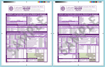 LactForms Superbills Package V8.0 ProPrintable HeaderBox Purple-Redacted sample-Before editing header