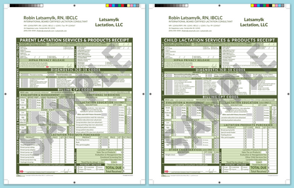 LactForms Superbills Package V8.0 ProPrintable HeaderCompany Green-Redacted sample-After editing header