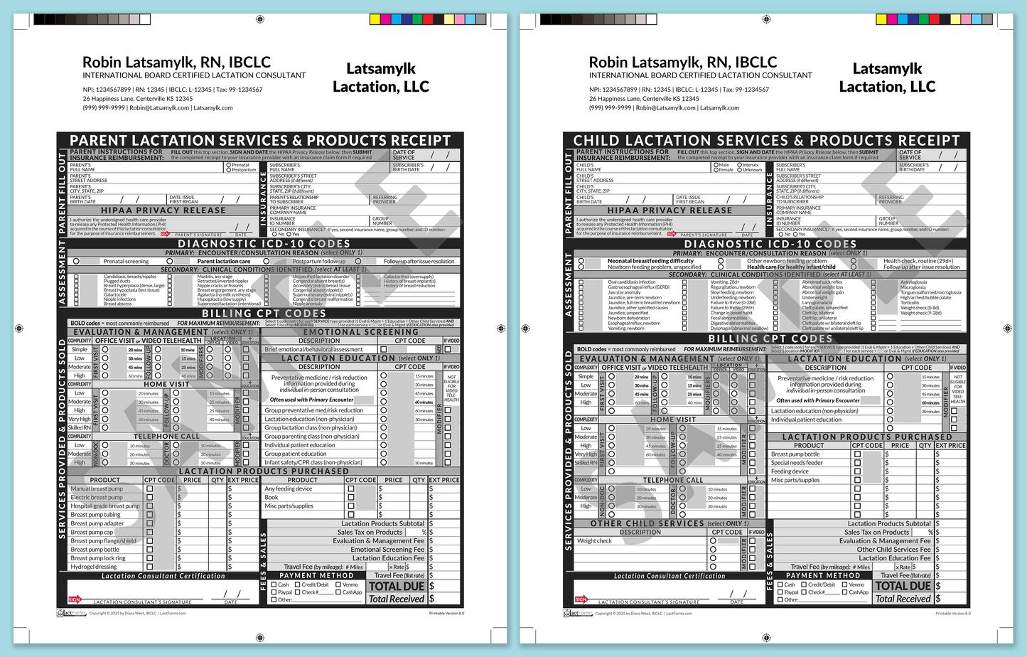 LactForms Superbills Package V8.0 ProPrintable HeaderCompany Grey-Redacted sample-After editing header