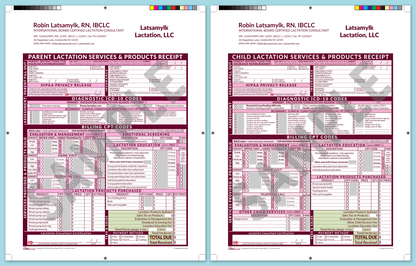 LactForms Superbills Package V8.0 ProPrintable HeaderCompany Pink-Redacted sample after editing Header