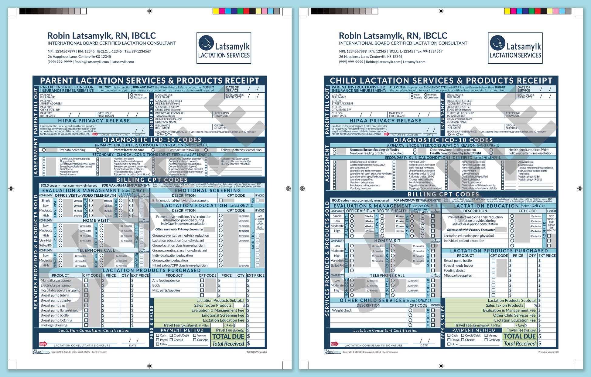 LactForms Superbills Package V8.0 ProPrintable HeaderLogo Blue-Redacted sample-After editing header