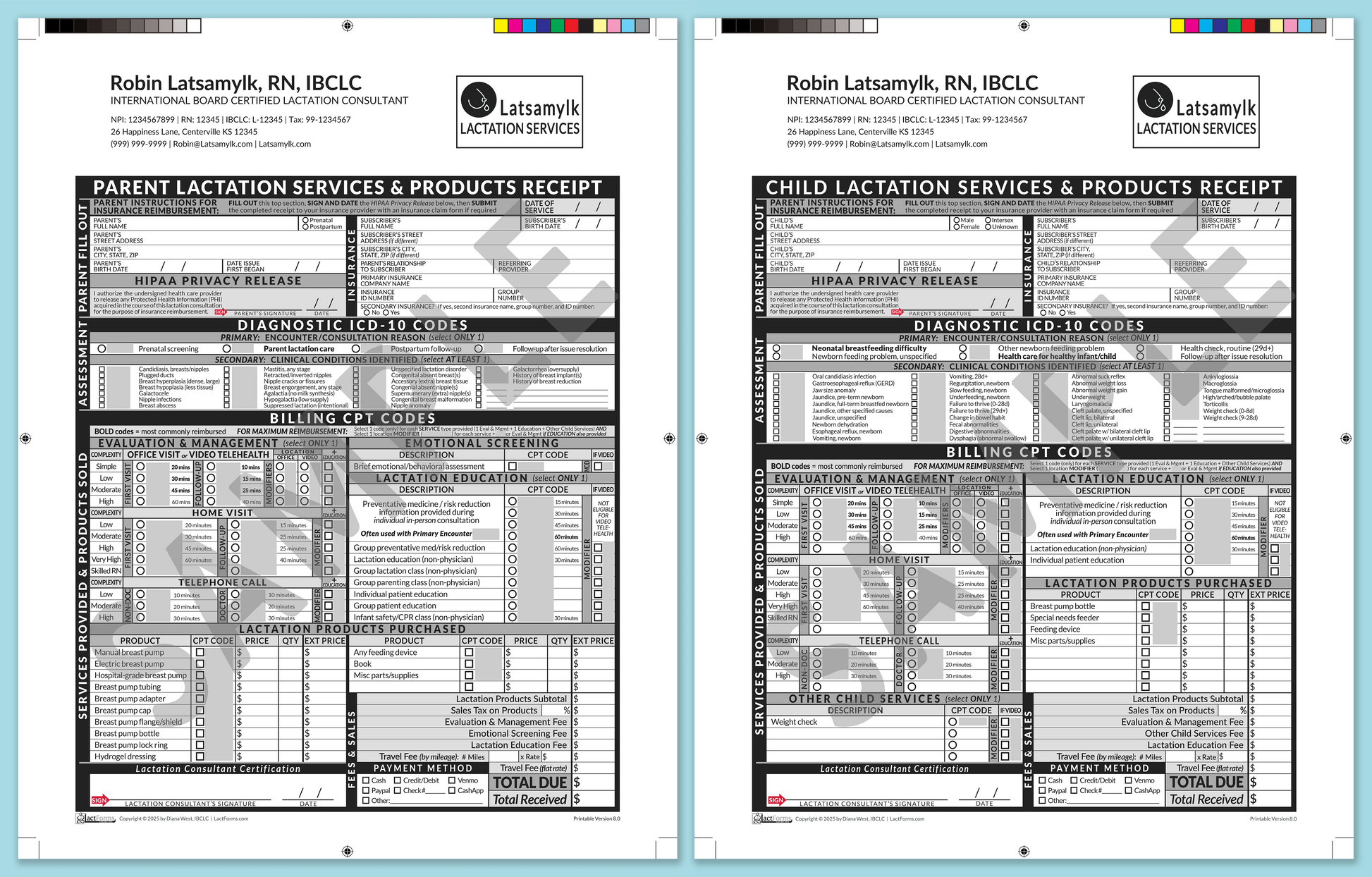 LactForms Superbills Package V8.0 ProPrintable HeaderLogo Grey-Redacted sample-After editing header