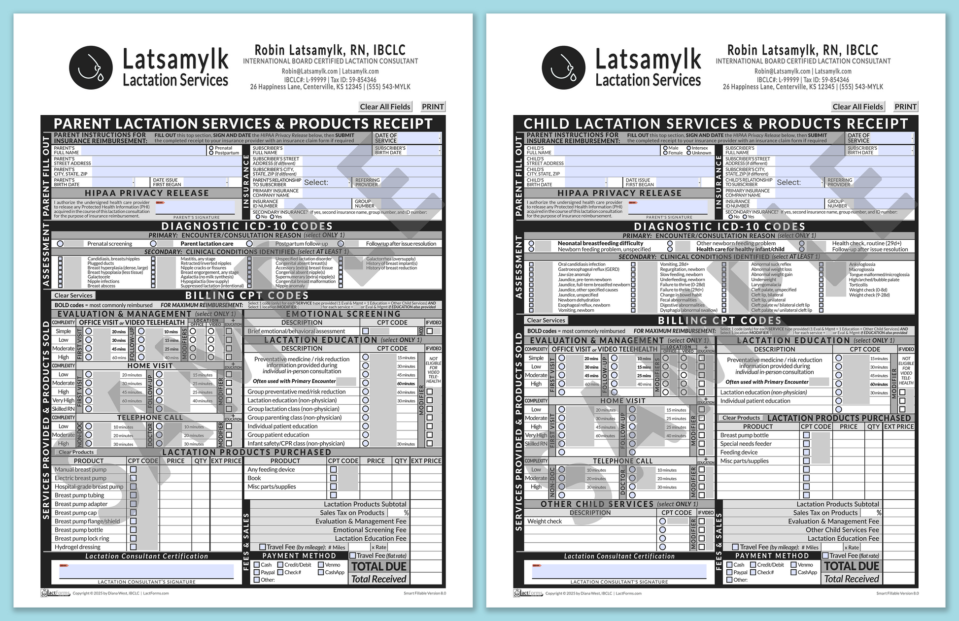 LactForms Superbills Package V8.0 SmartFillable HeaderBox Grey-Redacted sample-After editing header