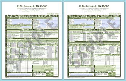 LactForms Superbills Package V8.0 SmartFillable HeaderCenter Green-Redacted sample-Before editing header