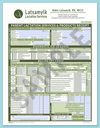 LactForms Parent Superbill V8.0 MobileFillable HeaderBox Green-Redacted sample-After editing header