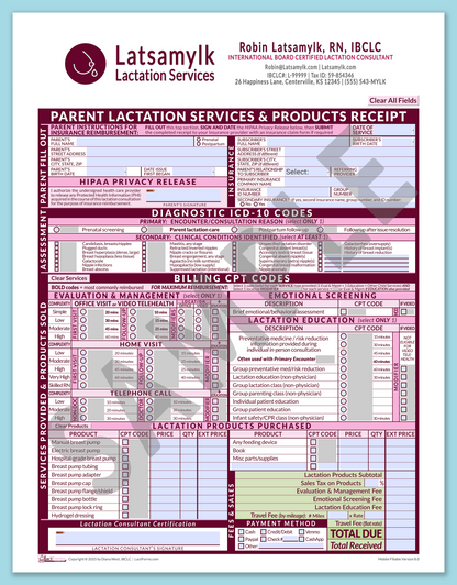 LactForms Parent Superbill V8.0 MobileFillable HeaderBox Pink-Redacted sample-After editing header