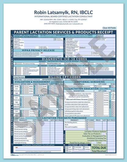 LactForms Parent Superbill V8.0 MobileFillable HeaderCenter Blue-Redacted sample-After editing header