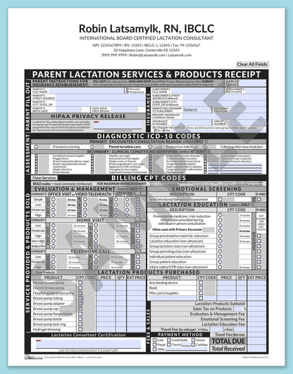 LactForms Parent Superbill V8.0 MobileFillable HeaderCenter Grey-Redacted sample-After editing header