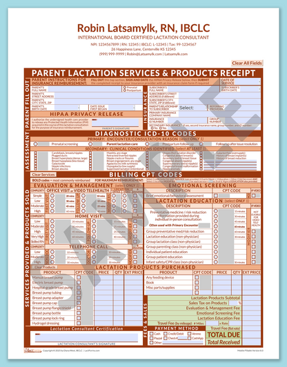 LactForms Parent Superbill V8.0 MobileFillable HeaderCenter Orange-Redacted sample-After editing header