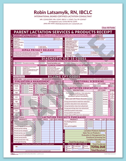 LactForms Parent Superbill V8.0 MobileFillable HeaderCenter Pink-Redacted sample-After editing header