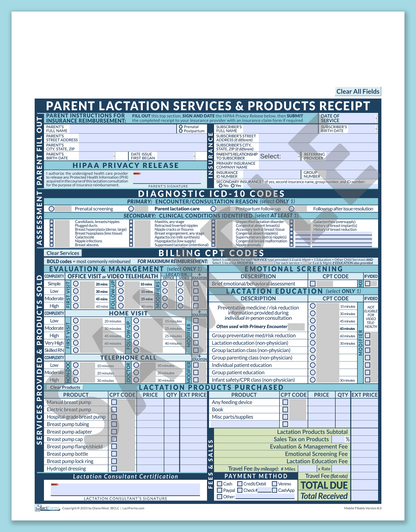 LactForms Parent Superbill V8.0 MobileFillable HeaderNone Blue-Redacted sample