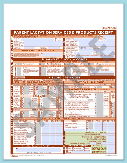 LactForms Parent Superbill V8.0 MobileFillable HeaderNone Orange-Redacted sample