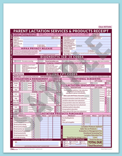 LactForms Parent Superbill V8.0 MobileFillable HeaderNone Pink-Redacted sample