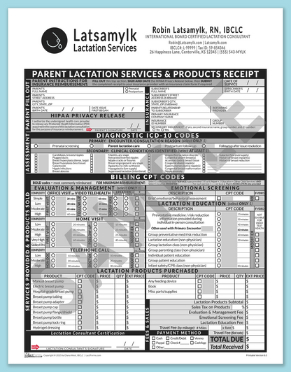 LactForms Parent Superbill V8.0 OfficePrintable HeaderBox Grey-Redacted sample-After editing header