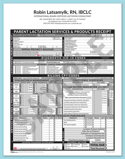 LactForms Parent Superbill V8.0 OfficePrintable HeaderCenter Grey-Redacted sample-After editing header