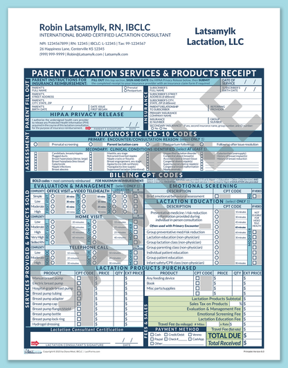 LactForms Parent Superbill V8.0 OfficePrintable HeaderCompany Blue-Redacted sample-After editing header