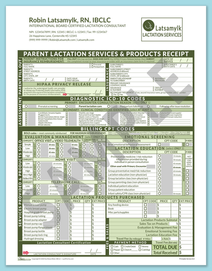 LactForms Parent Superbill V8.0 OfficePrintable HeaderLogo Green-Redacted sample-After editing header