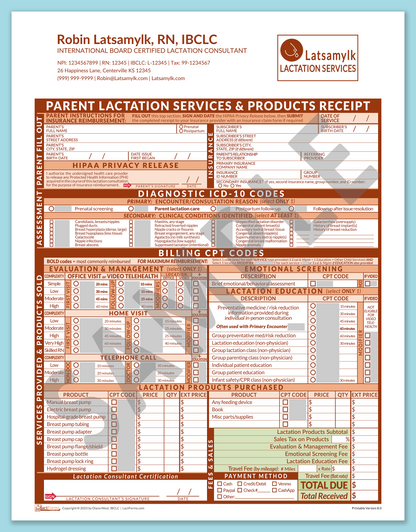 LactForms Parent Superbill V8.0 OfficePrintable HeaderLogo Orange-Redacted sample-After editing header