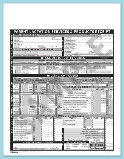 LactForms Parent Superbill V8.0 OfficePrintable HeaderNone Grey-Redacted sample