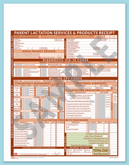 LactForms Parent Superbill V8.0 OfficePrintable HeaderNone Orange-Redacted sample