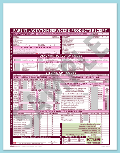 LactForms Parent Superbill V8.0 OfficePrintable HeaderNone Pink-Redacted sample