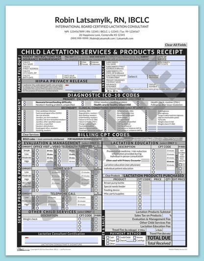 LactForms Child Superbill V8.0 MobileFillable HeaderCenter Grey-Redacted sample-After editing header