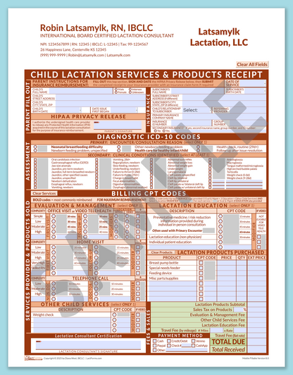 LactForms Child Superbill V8.0 MobileFillable HeaderCompany Orange-Redacted sample-After editing header