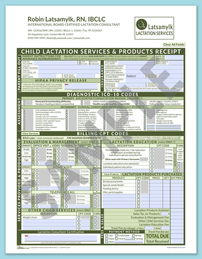 LactForms Child Superbill V8.0 MobileFillable HeaderLogo Green-Redacted sample-After editing header