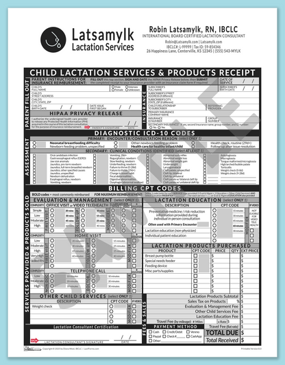 LactForms Child Superbill V8.0 OfficePrintable HeaderBox Grey-Redacted sample-After editing header