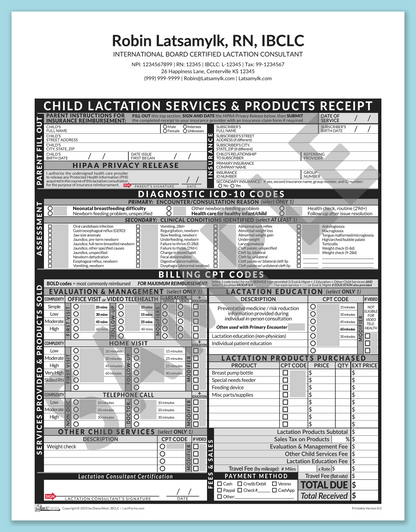 LactForms Child Superbill V8.0 OfficePrintable HeaderCenter Grey-Redacted sample-After editing header