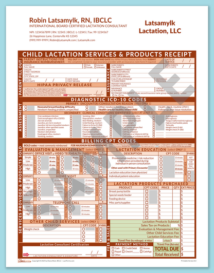 LactForms Child Superbill V8.0 OfficePrintable HeaderCompany Orange-Redacted sample-After editing header