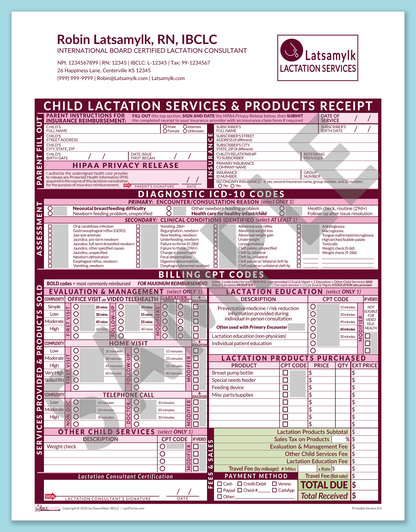 LactForms Child Superbill V8.0 OfficePrintable HeaderLogo Pink-Redacted sample-After editing header