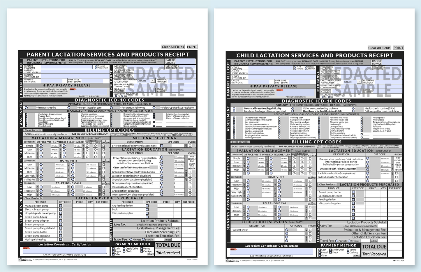 Superbills Package—Parent and Child