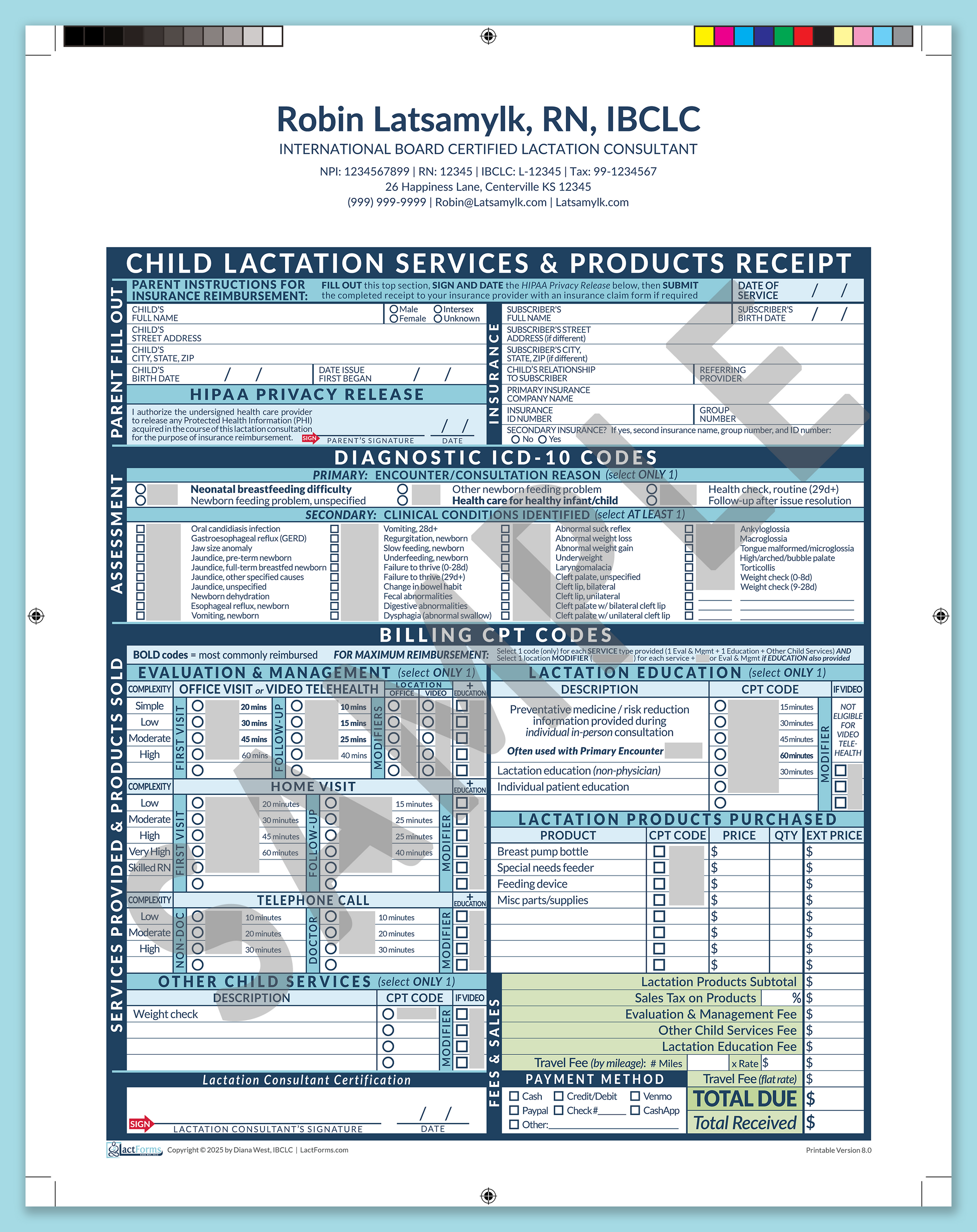 Child Superbill—ProPrintable, HeaderCenter after editing, Blue, V8.0