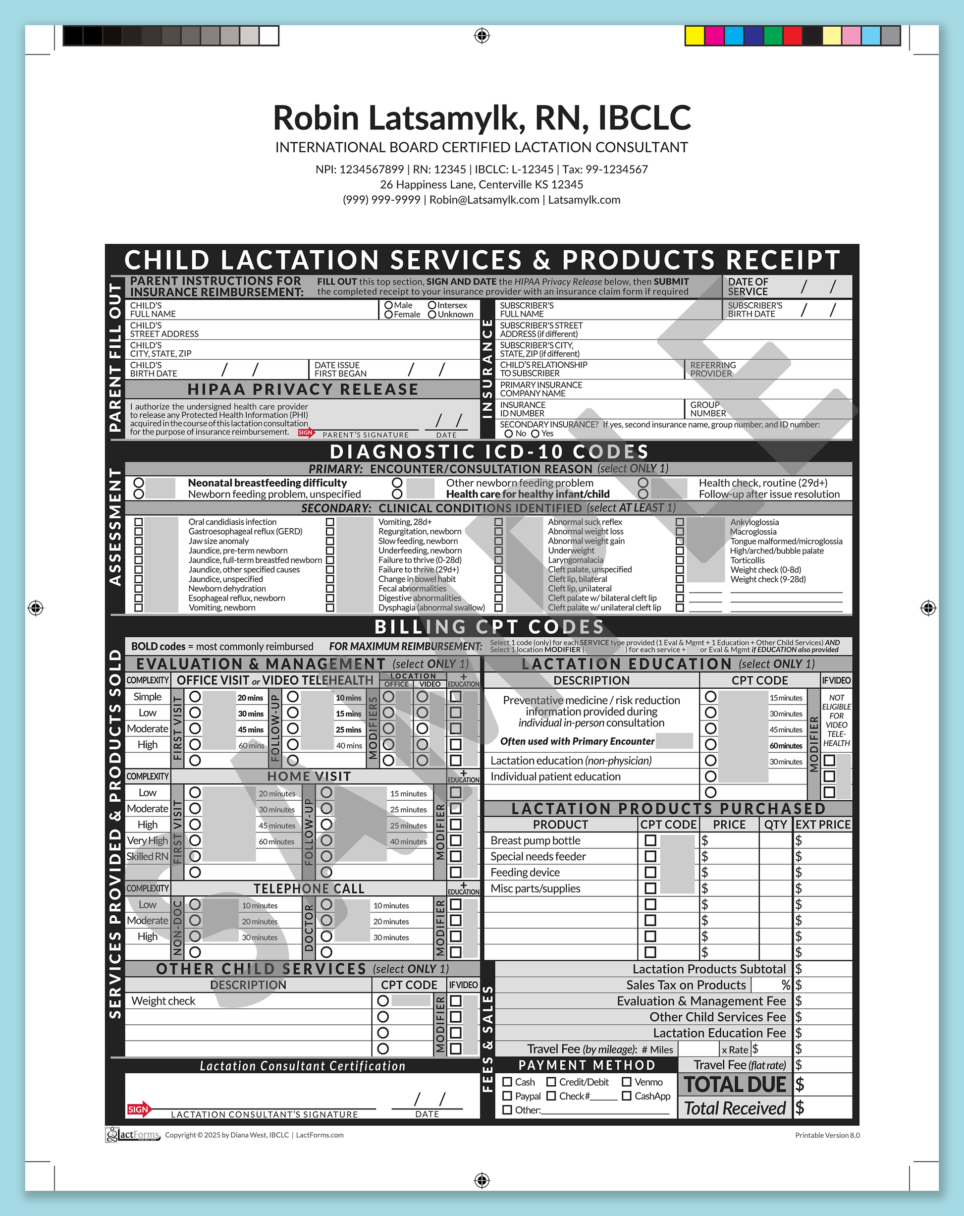 Child Superbill—ProPrintable, HeaderCenter after editing, Grey, V8.0