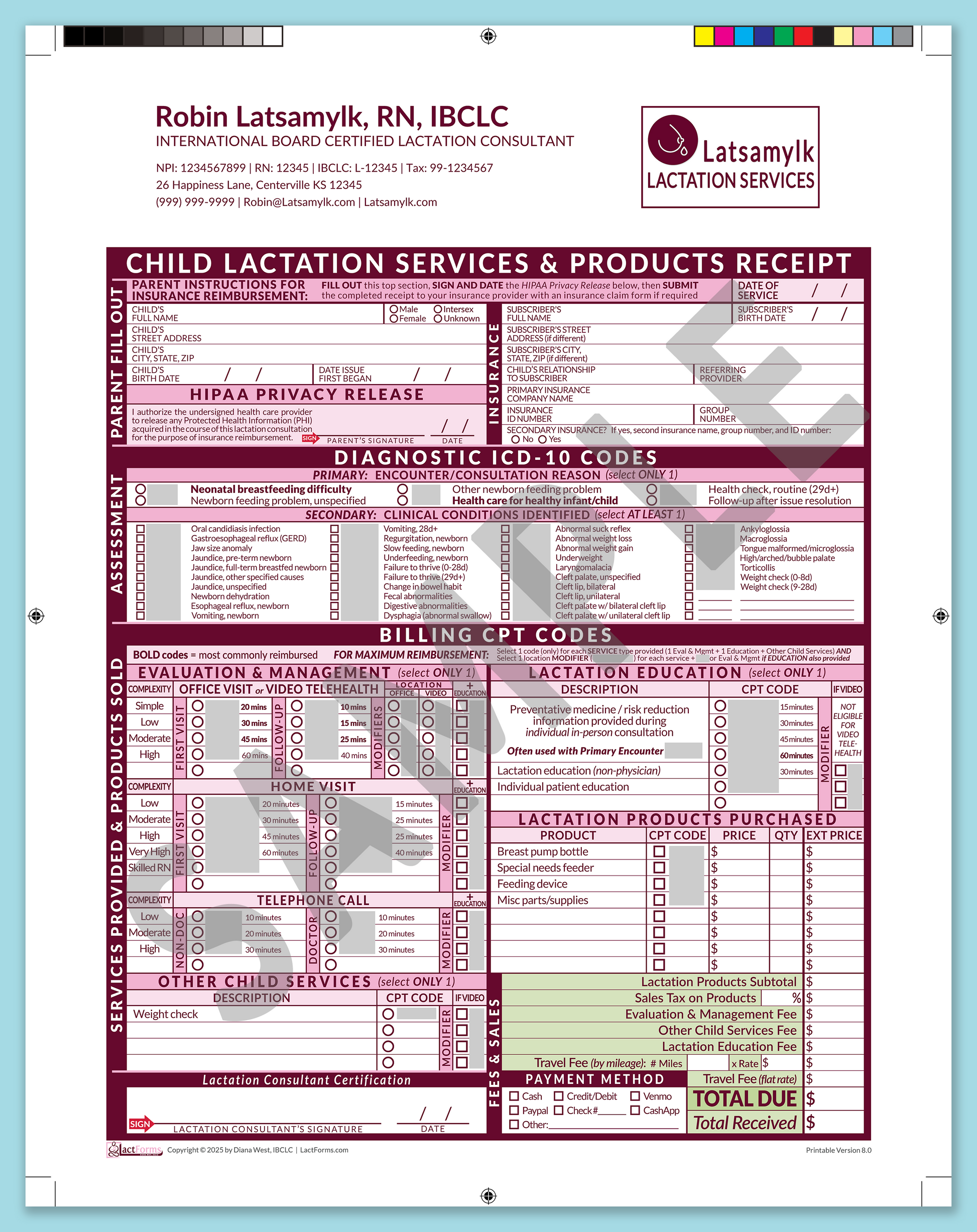 Child Superbill—ProPrintable, HeaderLogo after editing, Pink, V8.0