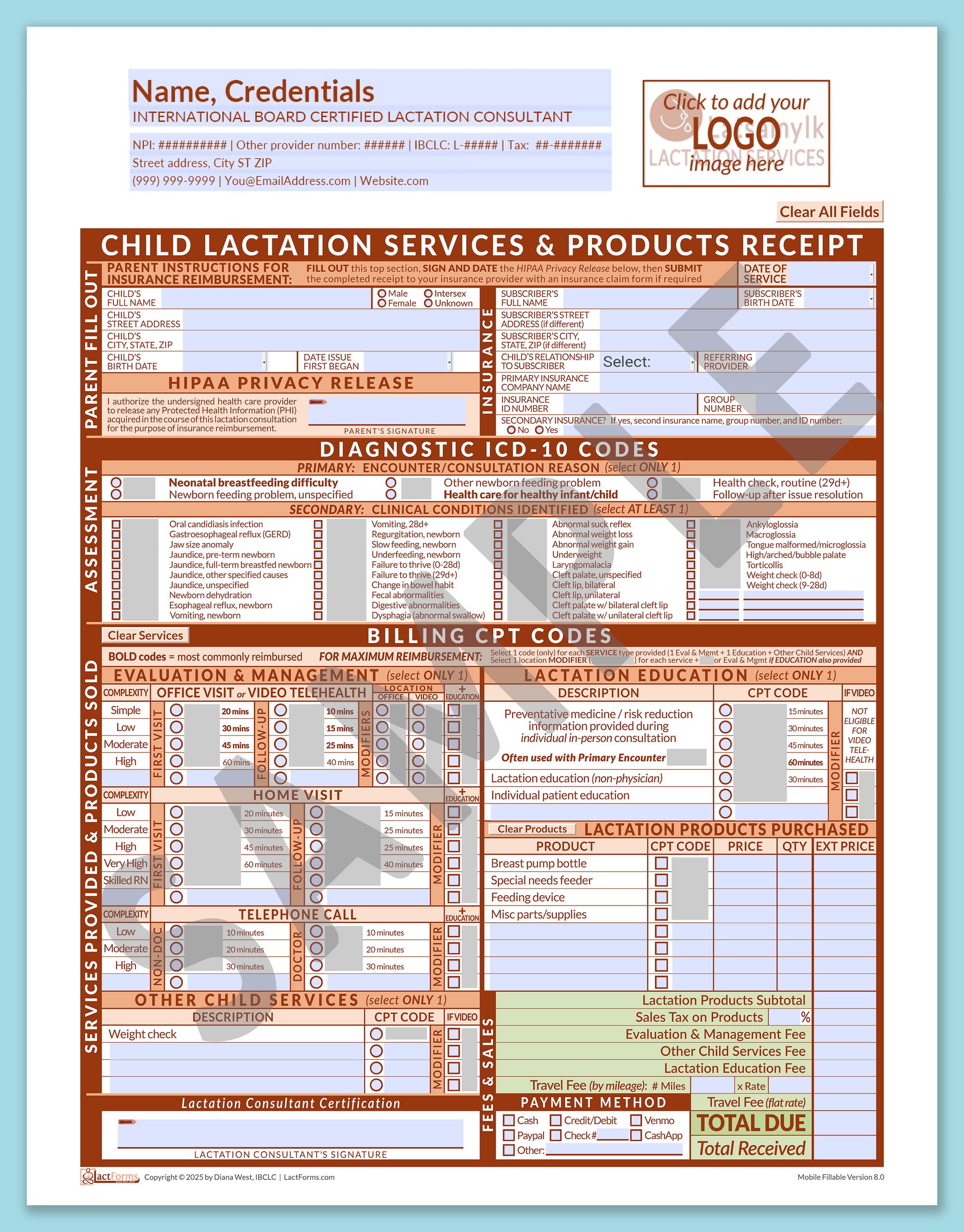 Child Superbill—MobileFillable, HeaderLogo before editing, Orange, V8.0
