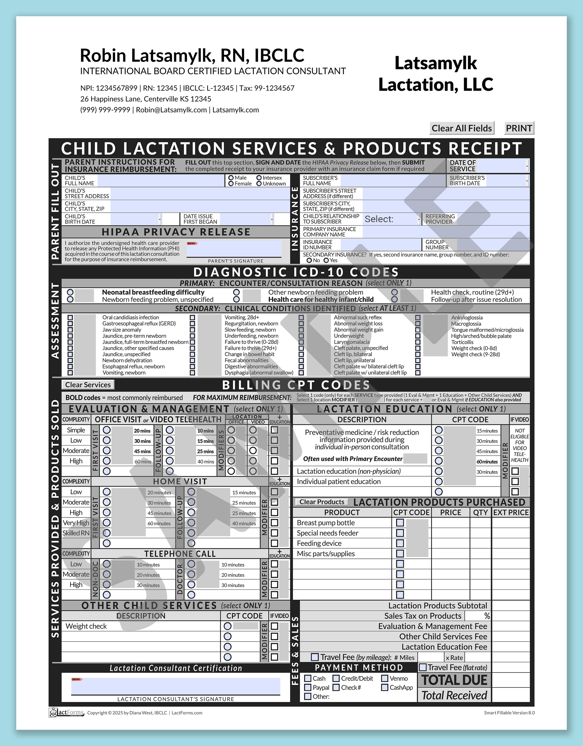 Child Superbill—SmartFillable, HeaderCompany after editing, Grey, V8.0