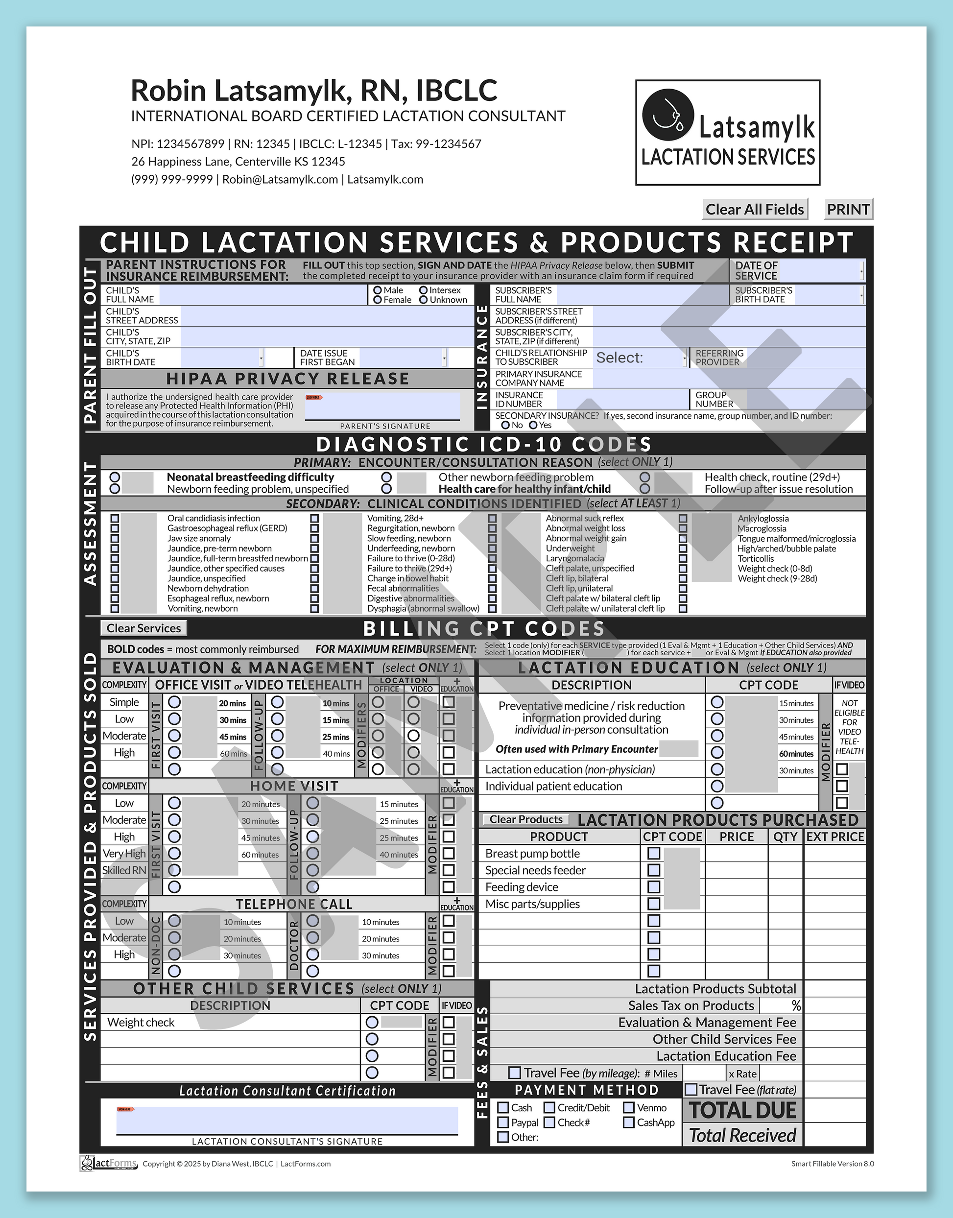 Child Superbill—SmartFillable, HeaderLogo after editing, Grey, V8.0