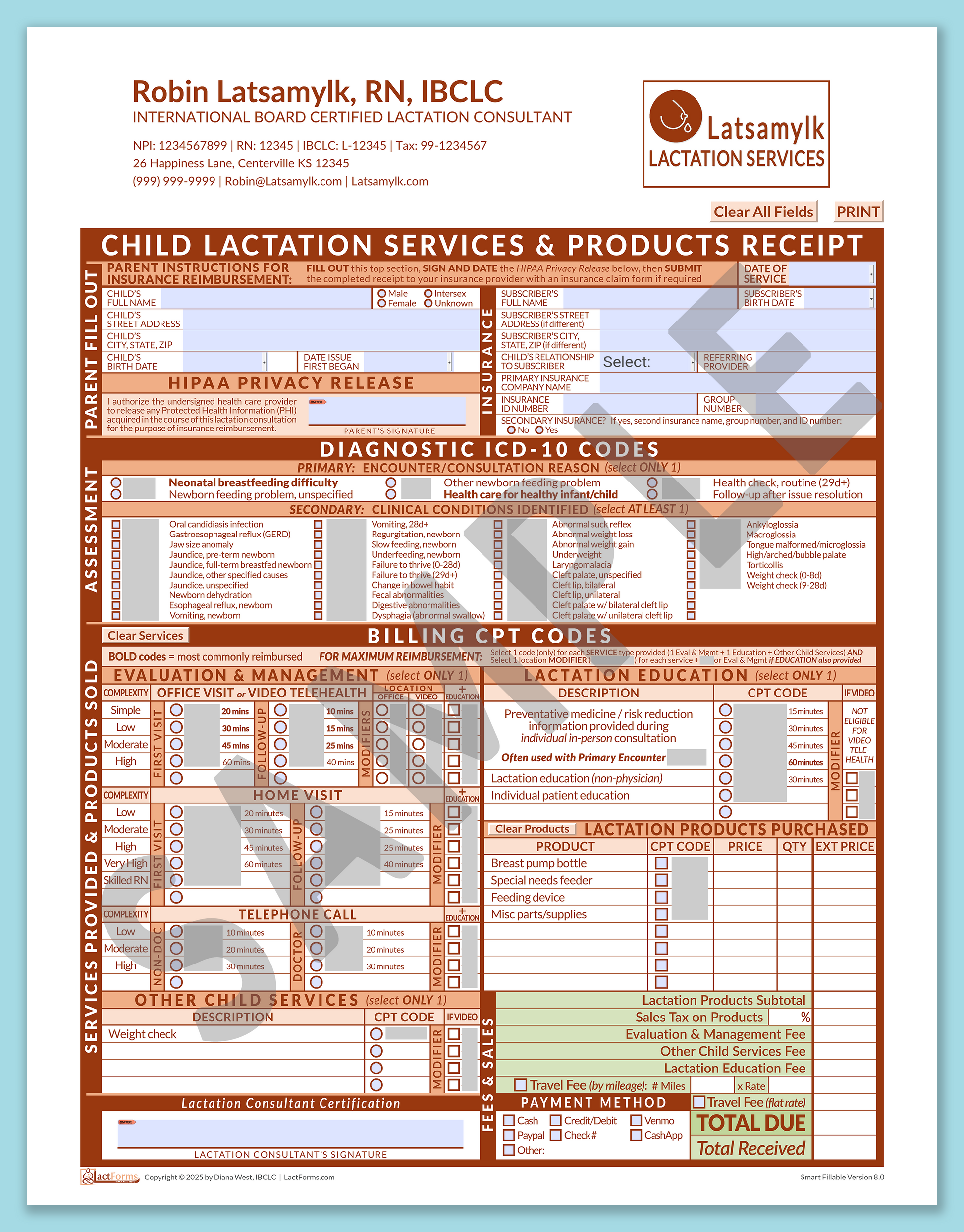 Child Superbill—SmartFillable, HeaderLogo after editing, Orange, V8.0