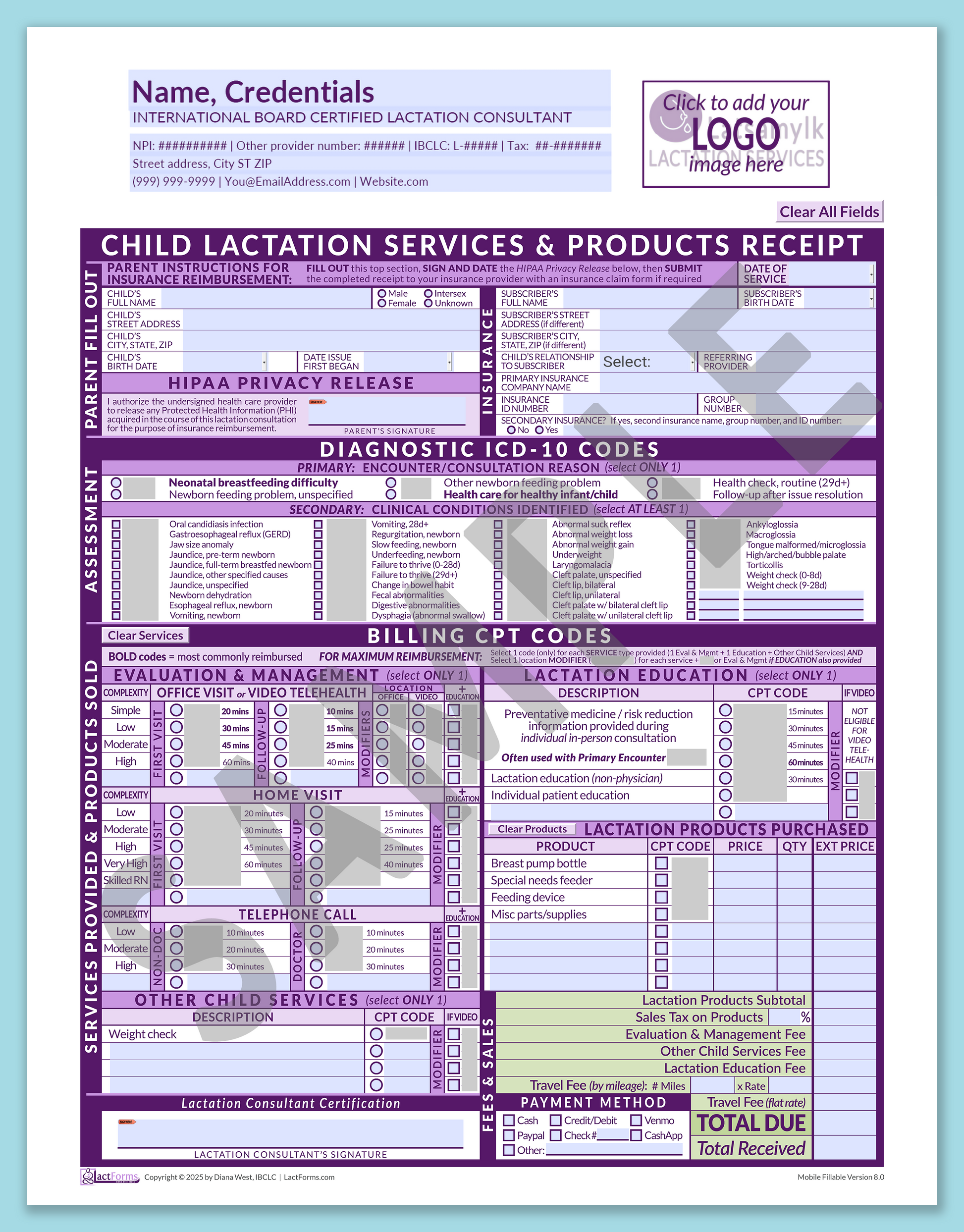 Child Superbill—MobileFillable, HeaderLogo before editing, Purple, V8.0