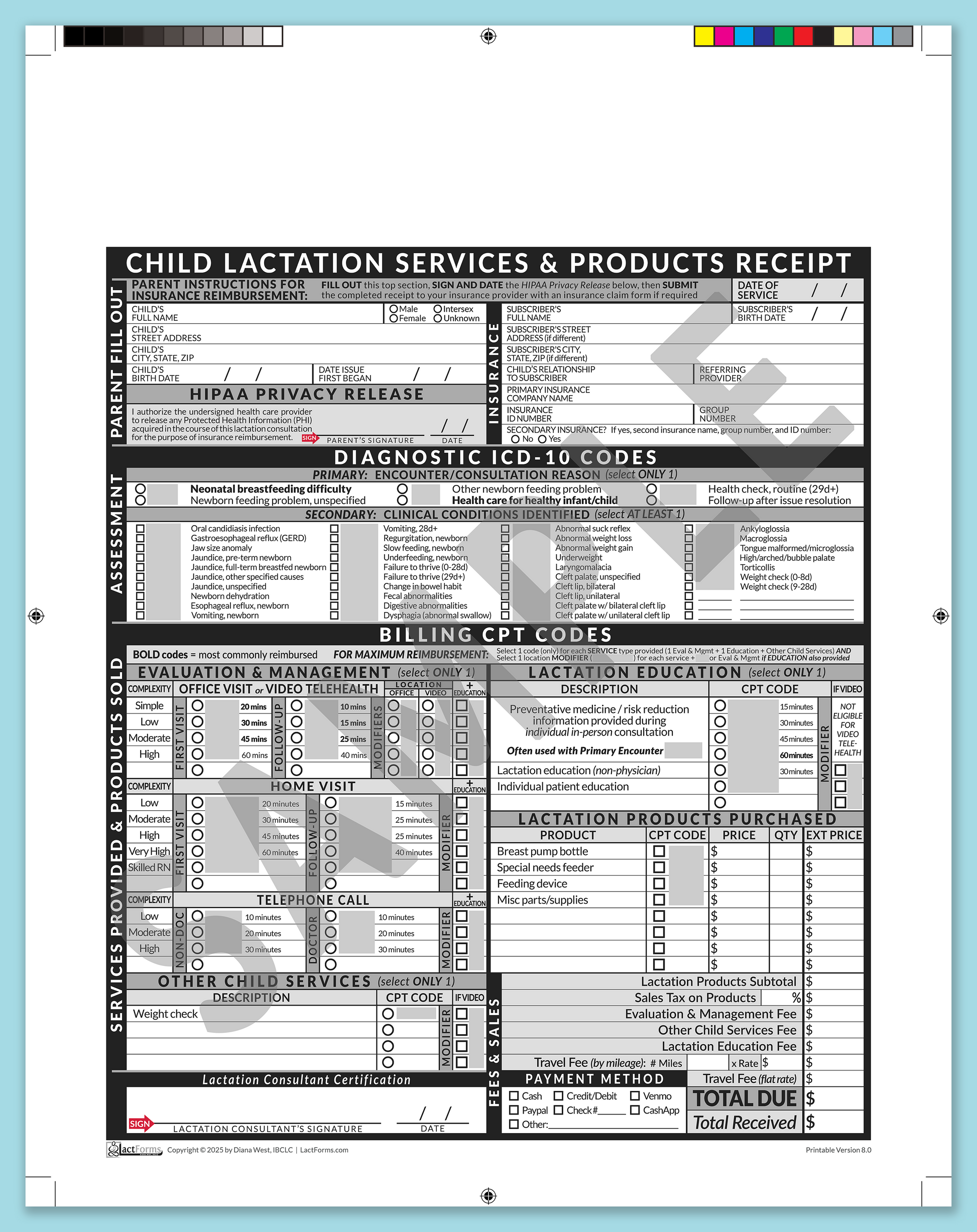 Child Superbill—ProPrintable, HeaderNone, Grey, V8.0