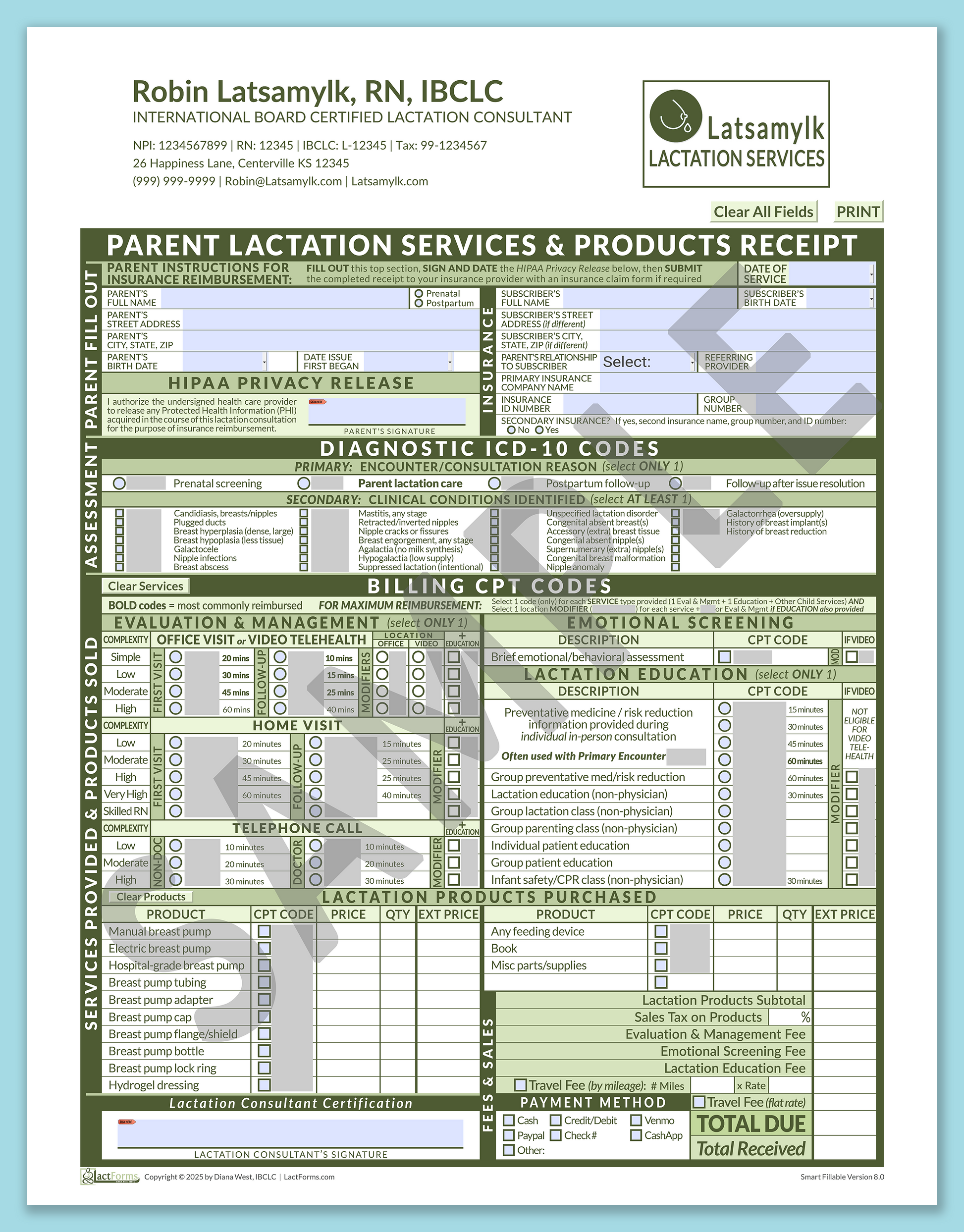 Parent Superbill—SmartFillable, HeaderLogo after editing, Green, V8.0